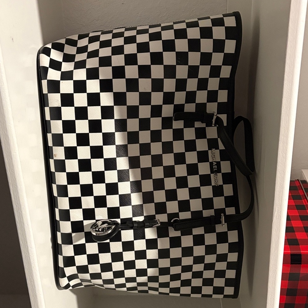 Michael Kors Black and White Checkered Tote
